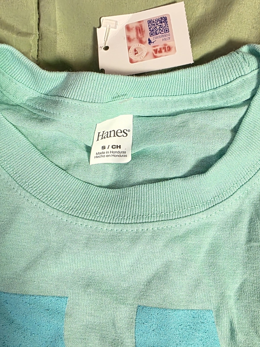 Hanes Mint Green Hoosiers Long Sleeve Tee with Pink & Purple Butterfly Graphic - Picture 3 of 6